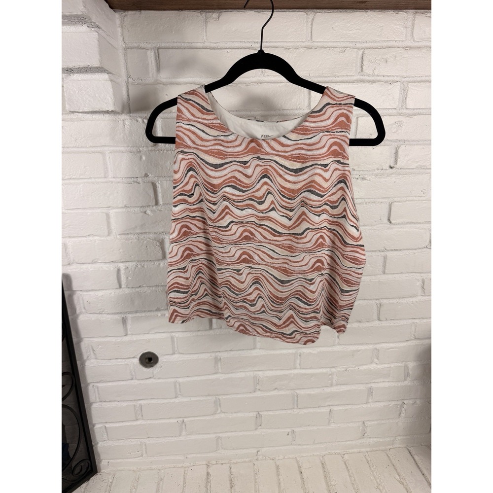 NWT Nike Yoga Womens 2X Dri-FIT Jacquard Crop Tank Top Open Back Wavy Print